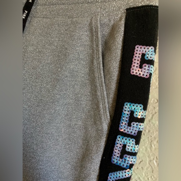 ***Pink Victoria’s Secret Rare Silver Mermaid Bling Jogger Pants A243 - Picture 10 of 11